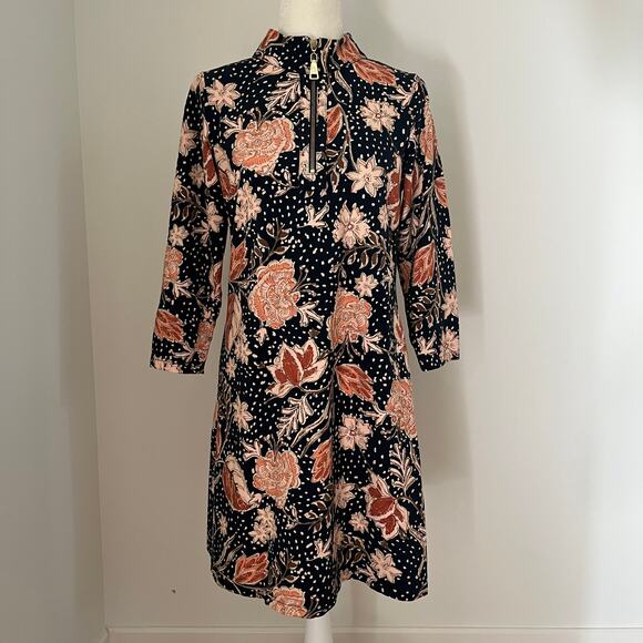 Spartina Nora Half-Zip Dress Lighthouse Starry Floral Slate Medium - Picture 2 of 7